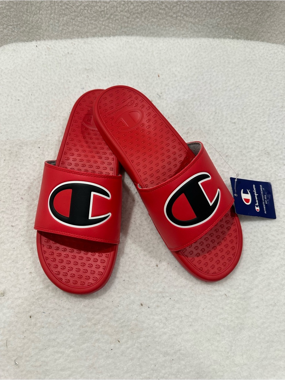 Champion Red Slide Sandals